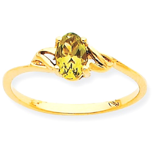 IceCarats 10k Yellow Gold Green Peridot Birthstone Band Ring Size 7.00 Stone August Oval Style