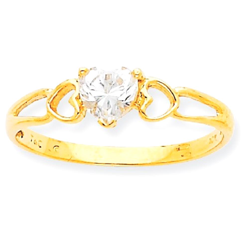IceCarats 10k Yellow Gold White Topaz Birthstone Band Ring Size 6.00 Stone April Style
