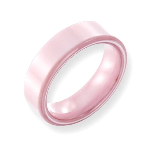IceCarats Ceramic Pink Faceted 5.5mm Wedding Ring Band Size 8.50 Classic Flat Domed