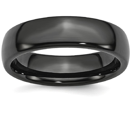 IceCarats Black Ceramic 6mm Wedding Ring Band Size 11.00 Classic Domed