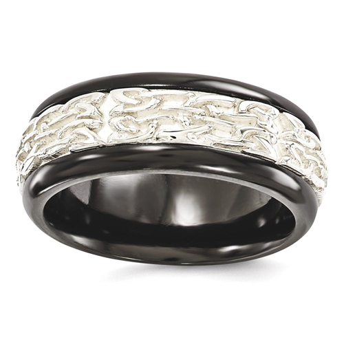 IceCarats Edward Mirell Black Titanium 925 Sterling Silver Casted 9mm Wedding Ring Band Size 12.00 Men Fancy Preciou Metal
