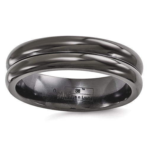 IceCarats Edward Mirell Titanium Black Grooves 6mm Wedding Ring Band Size 12.00 Men Fancy