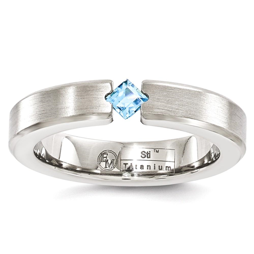 IceCarats Edward Mirell Titanium Brushed Blue Topaz 4mm Wedding Ring Band Size 11.50 Stone Gemstone