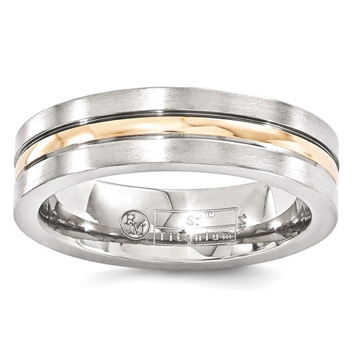 IceCarats Edward Mirell Titanium 14k Rose Gold Grooved 6mm Wedding Ring Band Size 7.00 Men Preciou Metal