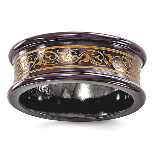 IceCarats Edward Mirell Black Titanium Concave Anodized Copper Color 8mm Wedding Ring Band Size 6.00 Men Fancy Designed