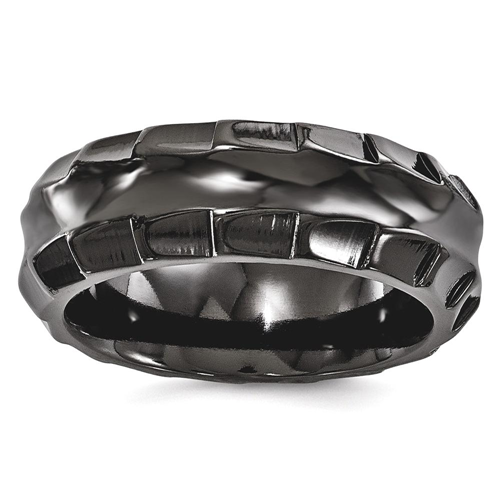 IceCarats Edward Mirell Black Titanium Faceted Edges 8mm Band Ring Size 10.00 Wedding Men Fancy Classic Domed