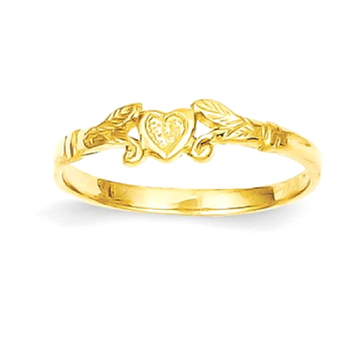 IceCarats 14k Yellow Gold Heart Baby Band Ring Size 1.00