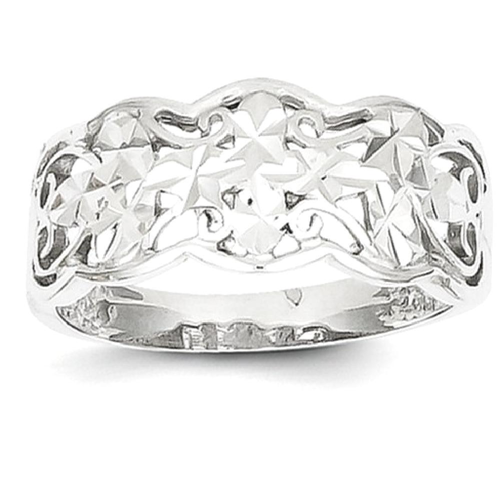IceCarats 14k White Gold Wave Band Ring Size 6.00