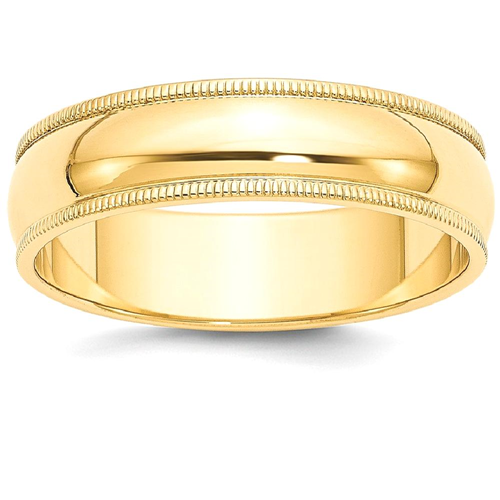 IceCarats 14k Yellow Gold 6mm Milgrain Half Round Wedding Ring Band Size 8.50 Classic