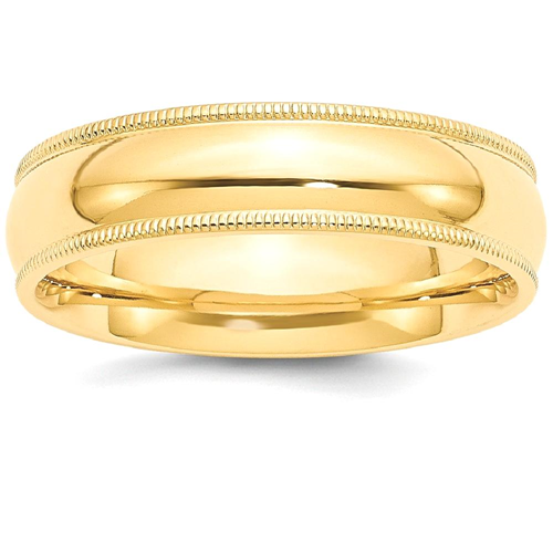 IceCarats 14k Yellow Gold 6mm Milgrain Comfort Wedding Ring Band Size 4.50 Classic Half Round Comt Fit
