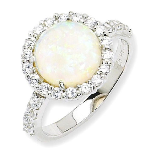 IceCarats 925 Sterling Silver Synthetic Opal Cubic Zirconia Cz Band Ring Size 6.00 Stone