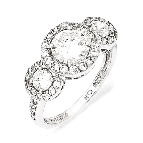 IceCarats 925 Sterling Silver Cubic Zirconia Cz 3 Stone Band Ring Size 7.00