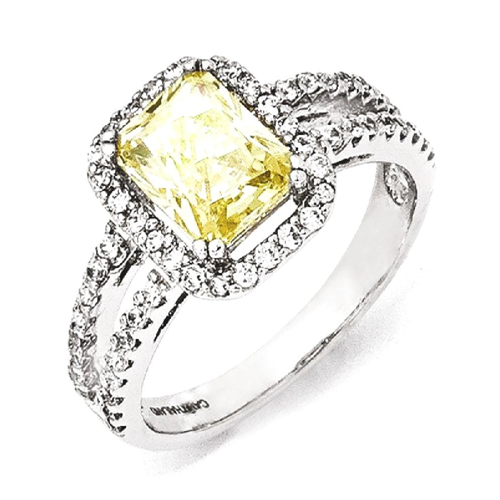 IceCarats 925 Sterling Silver Cubic Zirconia Cz Canary Square Band Ring Size 7.00
