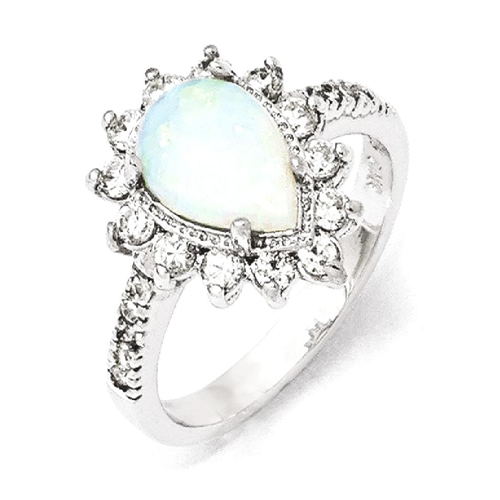 IceCarats 925 Sterling Silver Cubic Zirconia Cz Synthetic Opal Pear Shaped Band Ring Size 6.00 Stone