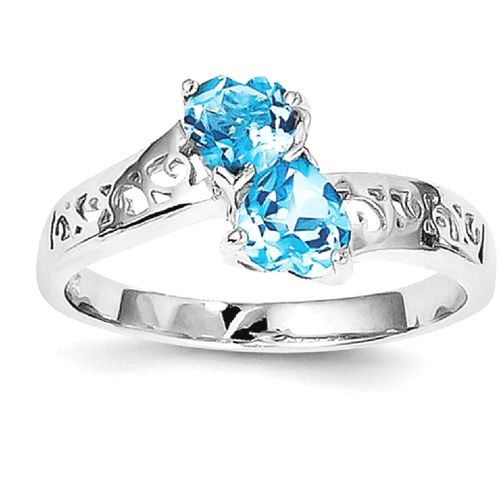IceCarats 925 Sterling Silver Swiss Blue Topaz Heart Band Ring Size 8.00 Love Gemstone