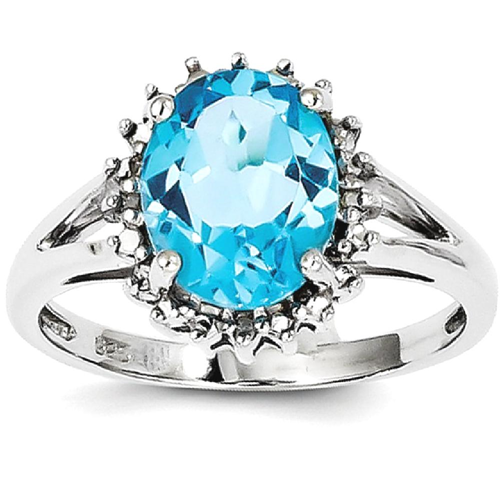 IceCarats 925 Sterling Silver Swiss Blue Topaz Diamond Band Ring Size 7.00 Stone Gemstone