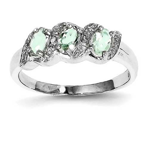 IceCarats 925 Sterling Silver Green Quartz Diamond Band Ring Size 8.00 Stone Gemstone