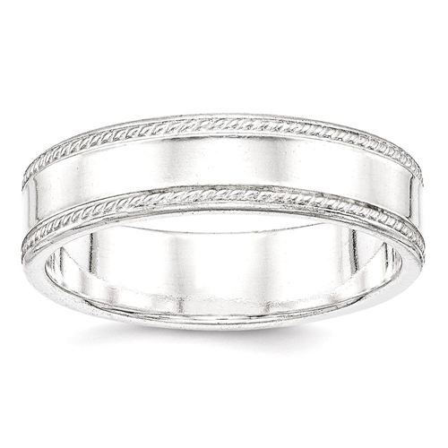 IceCarats 925 Sterling Silver 6mm Design Edge Wedding Ring Band Size 7.00 Classic Flat Milgrain