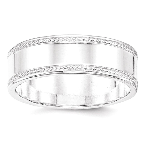 IceCarats 925 Sterling Silver 7 Mm Design Edge Wedding Ring Band Size 8.00 Classic Flat Milgrain