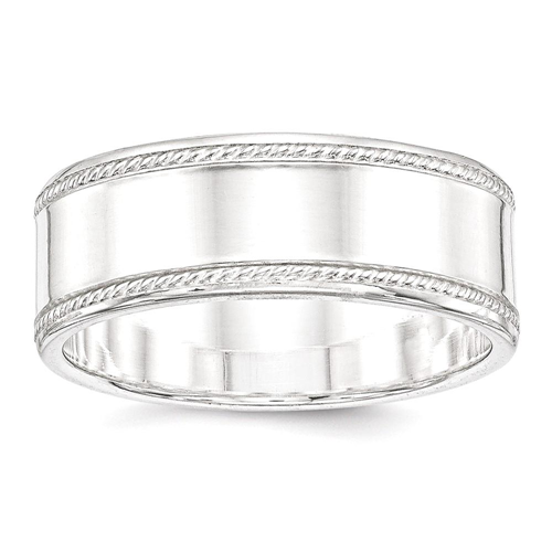 IceCarats 925 Sterling Silver 8mm Designed Edge Wedding Ring Band Size 10.00 Classic Flat Milgrain