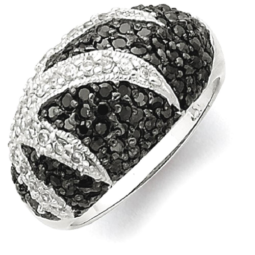 IceCarats 925 Sterling Silver Black White Cubic Zirconia Cz Band Ring Size 7.00