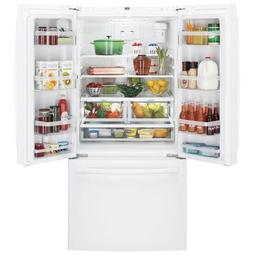 GE 33" 18.6 Cu. Ft. Counter-Depth French Door Refrigerator with LED Lighting - White