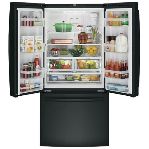 GE 33" 18.6 Cu. Ft. Counter-Depth French Door Refrigerator with LED Lighting - Black