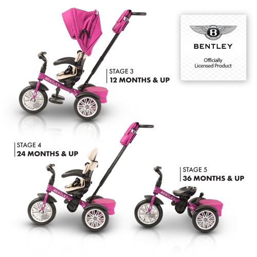 Bentley 6-in-1 Baby Stroller/Kids Trike - Fuchsia Pink