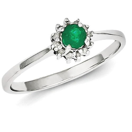 IceCarats 925 Sterling Silver Round Green Emerald Diamond Band Ring Size 7.00 Stone Gemstone