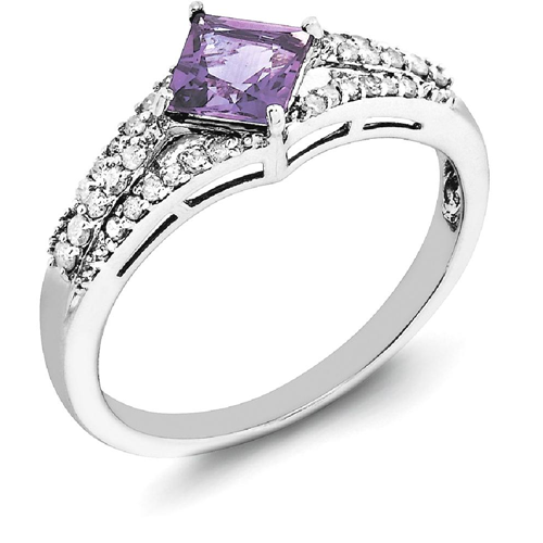 IceCarats 925 Sterling Silver Diamond Purple Amethyst Band Ring Size 7.00 Gemstone