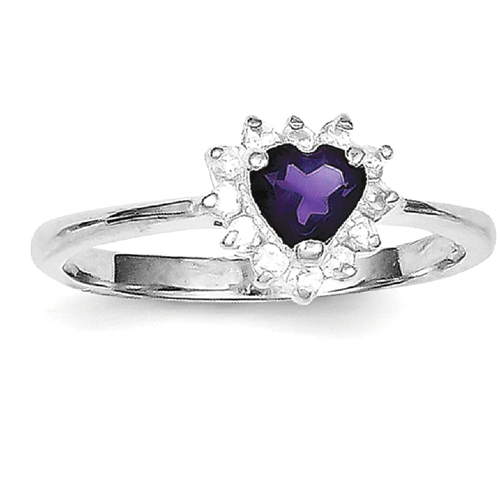 IceCarats 925 Sterling Silver Purple Amethyst Cubic Zirconia Cz Heart Band Ring Size 7.00 Love Stone Gemstone