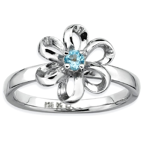 IceCarats 925 Sterling Silver Blue Topaz Flower Band Ring Size 8.00 Leaf Stackable Gemstone Birthstone December Az