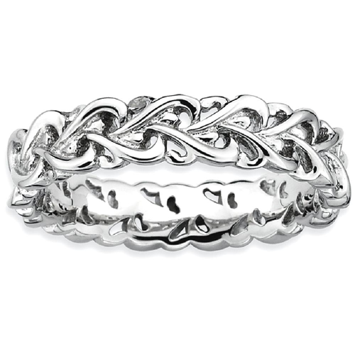 IceCarats 925 Sterling Silver Intertwined Heart Band Ring Size 7.00 Love Stackable Textured Fancy