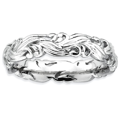 IceCarats 925 Sterling Silver Band Ring Size 10.00 Stackable Textured Fancy