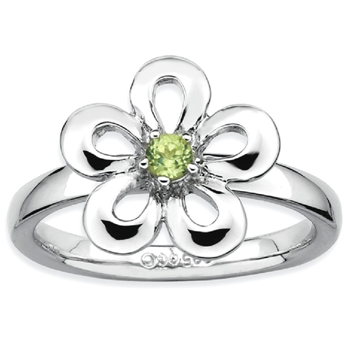 IceCarats 925 Sterling Silver Green Peridot Flower Band Ring Size 10.00 Leaf Stackable Gemstone Birthstone August