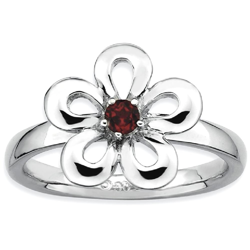 IceCarats 925 Sterling Silver Red Garnet Flower Band Ring Size 5.00 Leaf Stackable Gemstone Birthstone January