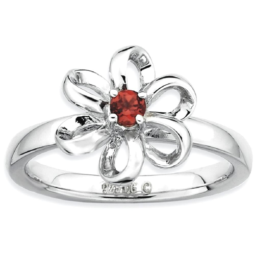 IceCarats 925 Sterling Silver Red Garnet Flower Band Ring Size 8.00 Leaf Stackable Gemstone Birthstone January