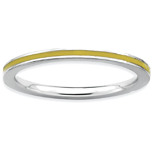 IceCarats 925 Sterling Silver Yellow Enameled 1.5mm Band Ring Size 7.00 Stackable Ed