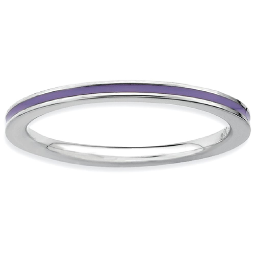 IceCarats 925 Sterling Silver Purple Enameled 1.5mm Band Ring Size 9.00 Stackable Ed