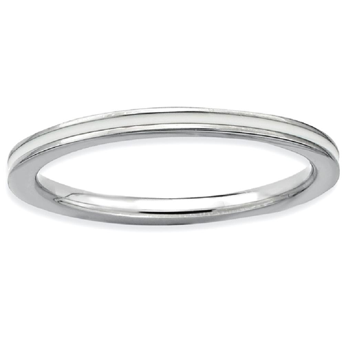 IceCarats 925 Sterling Silver White Enameled 1.5mm Band Ring Size 5.00 Stackable Ed