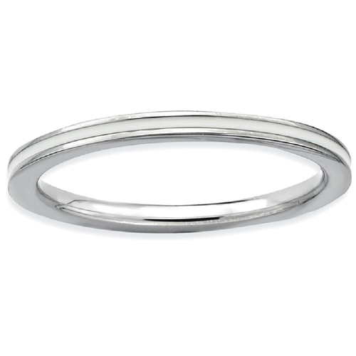 IceCarats 925 Sterling Silver White Enameled 1.5mm Band Ring Size 8.00 Stackable Ed