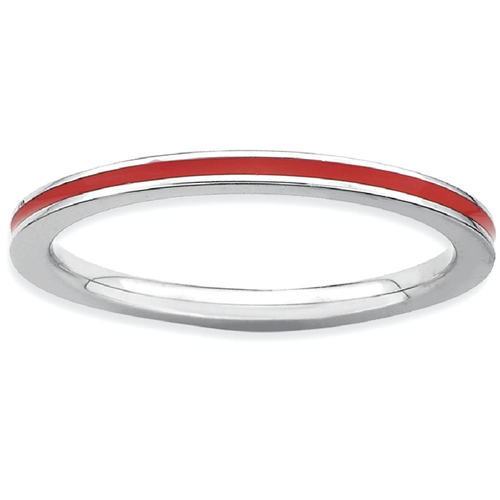 IceCarats 925 Sterling Silver Red Enameled 1.5mm Band Ring Size 6.00 Stackable Ed
