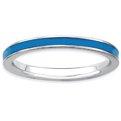 IceCarats 925 Sterling Silver Blue Enameled 2.25mm Band Ring Size 9.00 Stackable Ed
