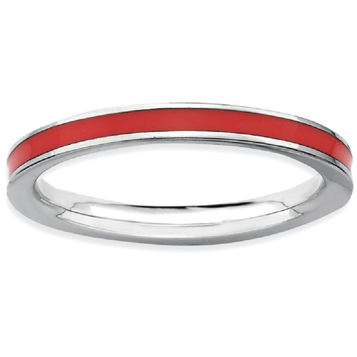 IceCarats 925 Sterling Silver Red Enameled 2.25mm Band Ring Size 5.00 Stackable Ed