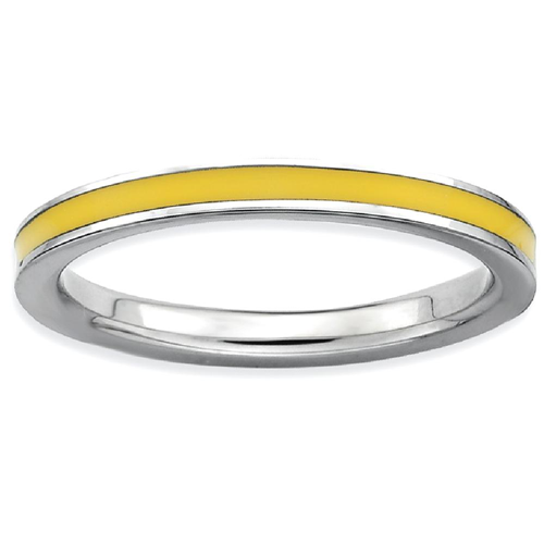 IceCarats 925 Sterling Silver Yellow Enameled 2.25mm Band Ring Size 10.00 Stackable Ed