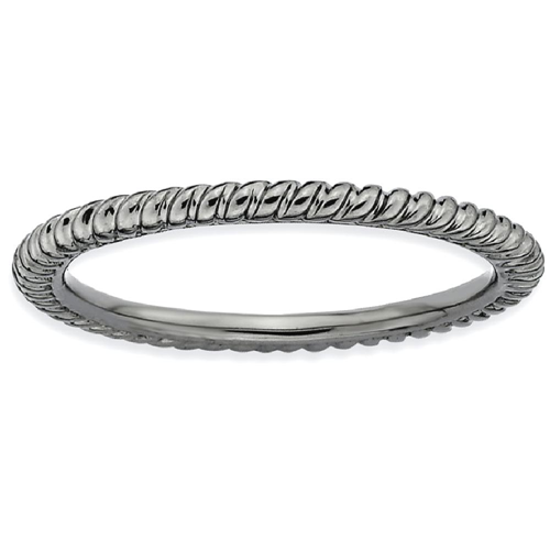 IceCarats 925 Sterling Silver Black Plated Twisted Band Ring Size 9.00 Stackable Fancy