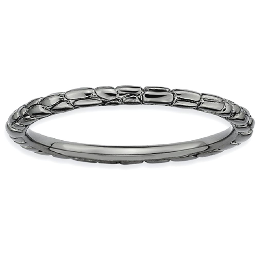 IceCarats 925 Sterling Silver Black Plated Twisted Band Ring Size 6.00 Stackable Fancy