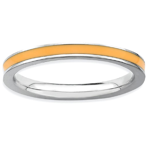 IceCarats 925 Sterling Silver Orange Enameled 2.25mm Band Ring Size 6.00 Stackable Ed