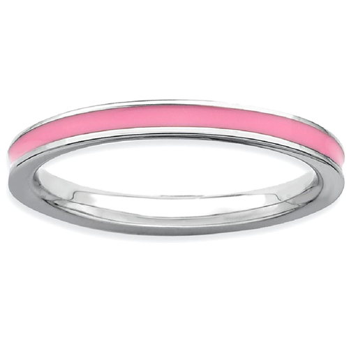 IceCarats 925 Sterling Silver Pink Enameled 2.25mm Band Ring Size 10.00 Stackable Ed
