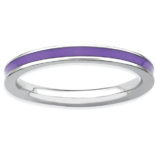 IceCarats 925 Sterling Silver Purple Enameled 2.25mm Band Ring Size 6.00 Stackable Ed